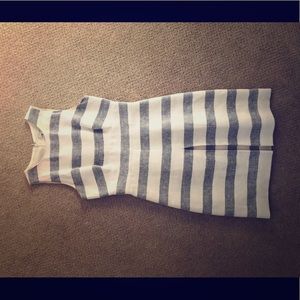 J.Crew navy striped linen and cotton dress size 2